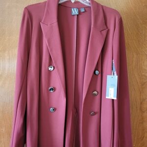 Women's Double-Breasted Burgundy Coat